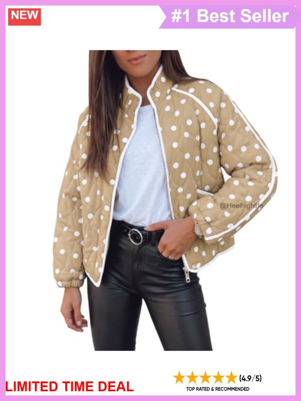 Quilted Zip Up Jacket Lightweight Diamond Stitch Women's Coat